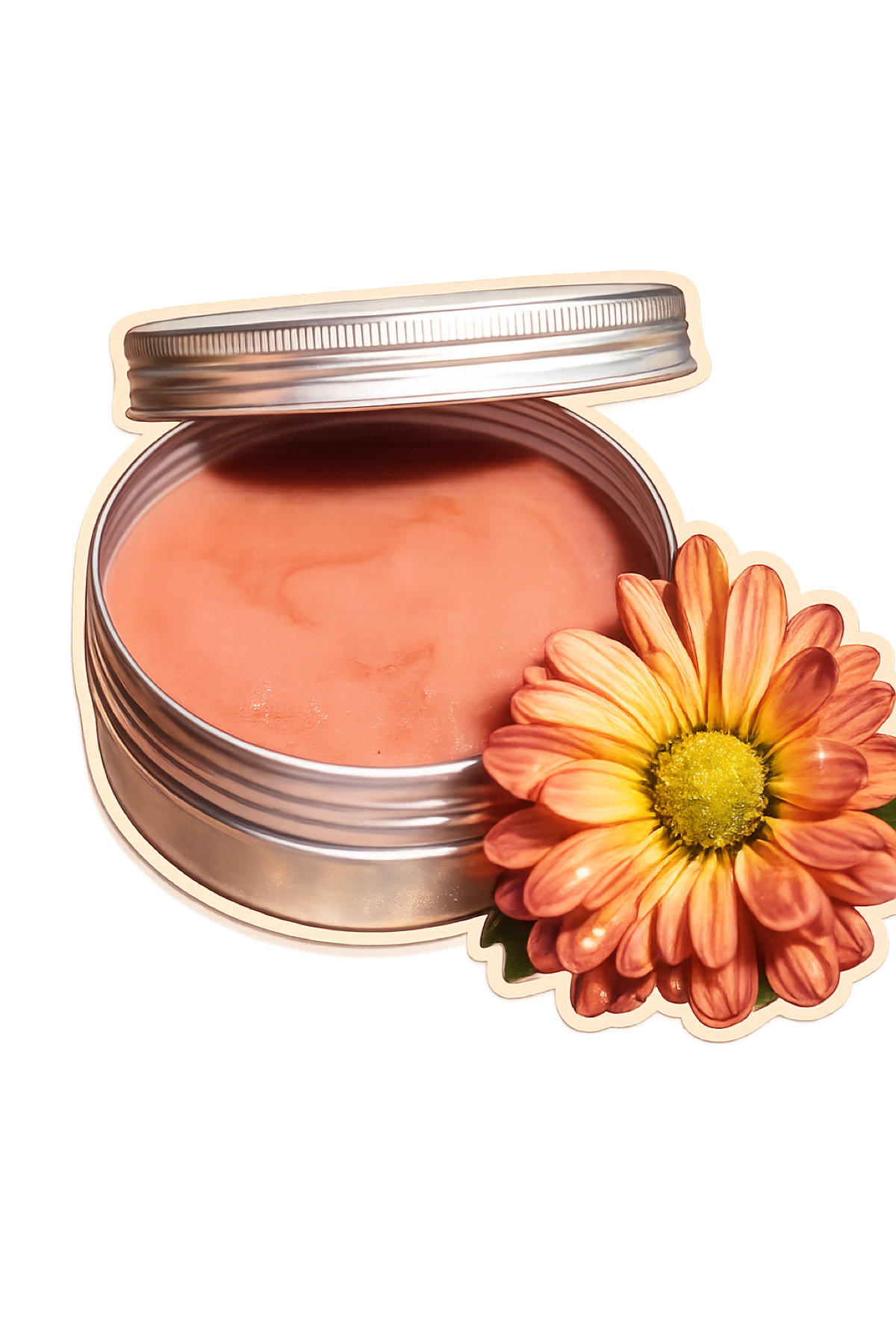 Kiss My Balm shimmer lotion balm tin with flower