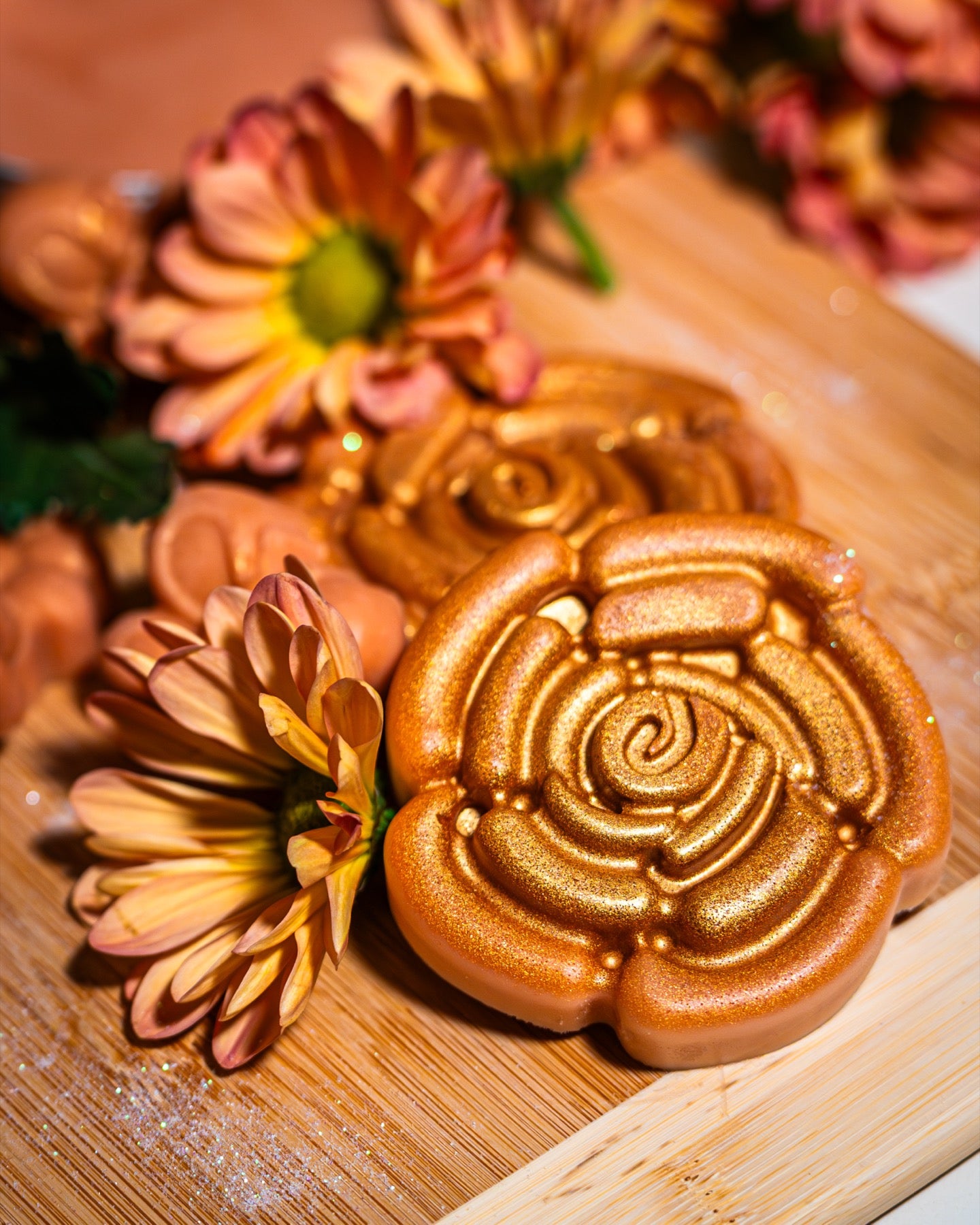 Close-up of Bronze Kiss My Balm shimmer lotion bar
