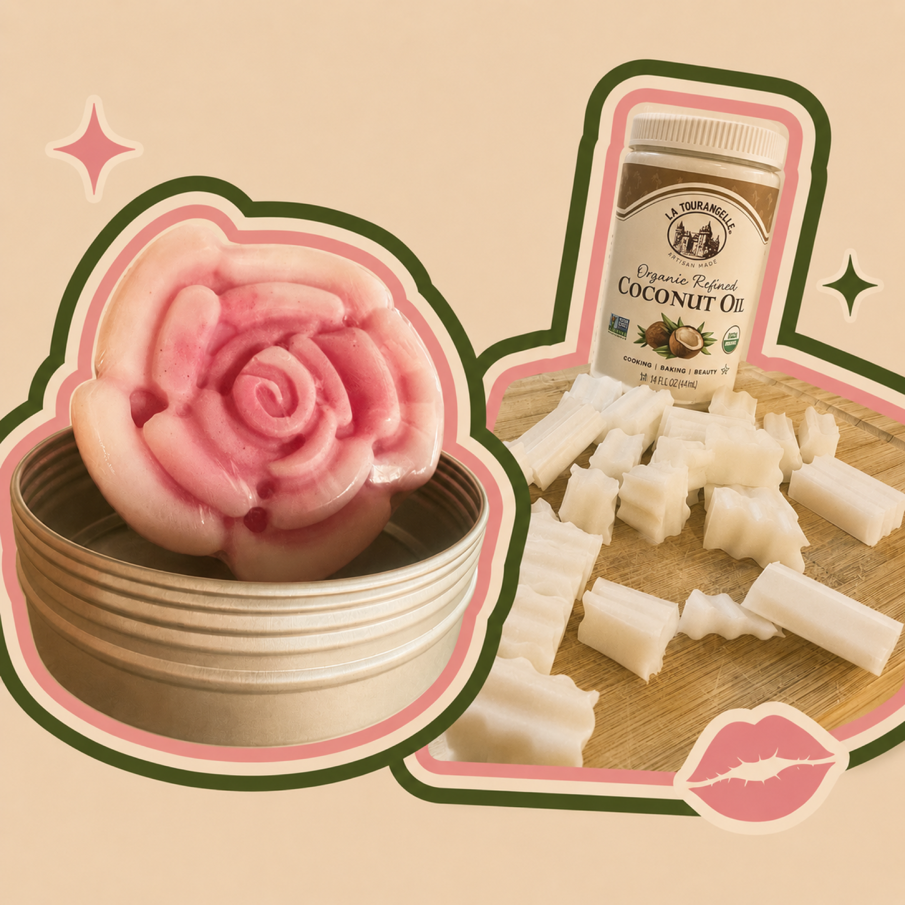 Rosy soap with real flowers