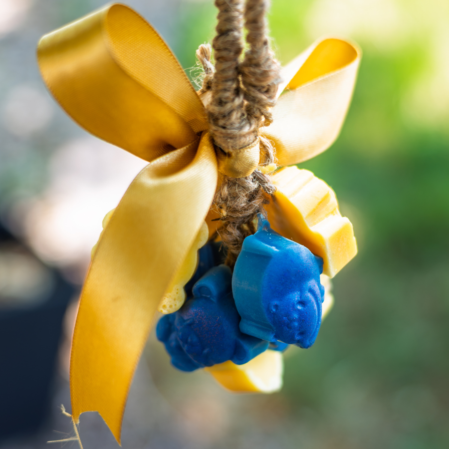 Blue Sud Buddies hanging hand soap